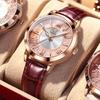 OLEVS Watch Rose Quicksand Gift Ladies' - Popular, Cute, Gold, Fashionable, Diamond, Pattern, Waterproof, Luminous, (Red - 5539)
