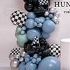 109Pcs Race Car Theme Balloon Garland Arch Kit Blue Black Latex Balloons Checkered Flag Boy's Birthday Party Baby Shower Decor