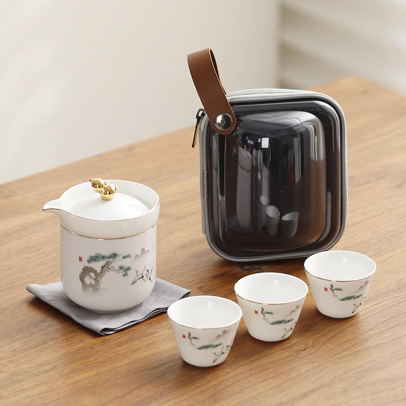 

Портативный дорожный чайный набор, уличный портативный чайник кунг-фу, чайная чашка, маленький набор, простой походный куайк-стакан, деловая поездка