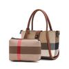 Aidrani  New Women's Plaid Handbag Mini Style Made of Canvas and Cowhide Materials Brown