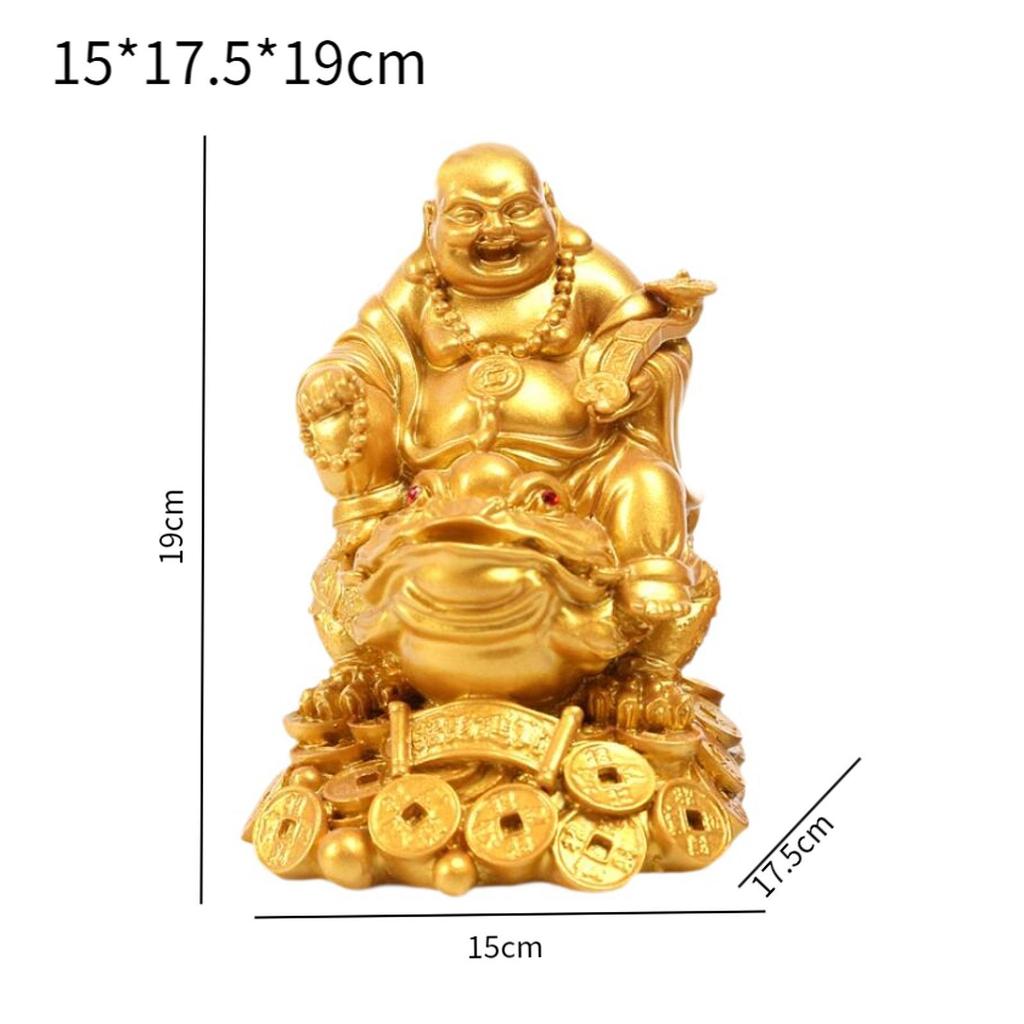 Fenshui Sculpture Table Centerpiece Money Frog Resin Figurine Laughing Buddha Statue for Shop Indoor Farmhouse Cabinet Car
