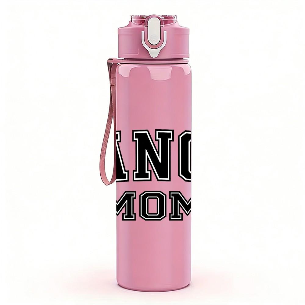 1PC Dance Mom Letter Design 750ml Color Plastic Sports Water Bottle Leakproof Flip Straw Lid Suitable for Sports Office Home Use