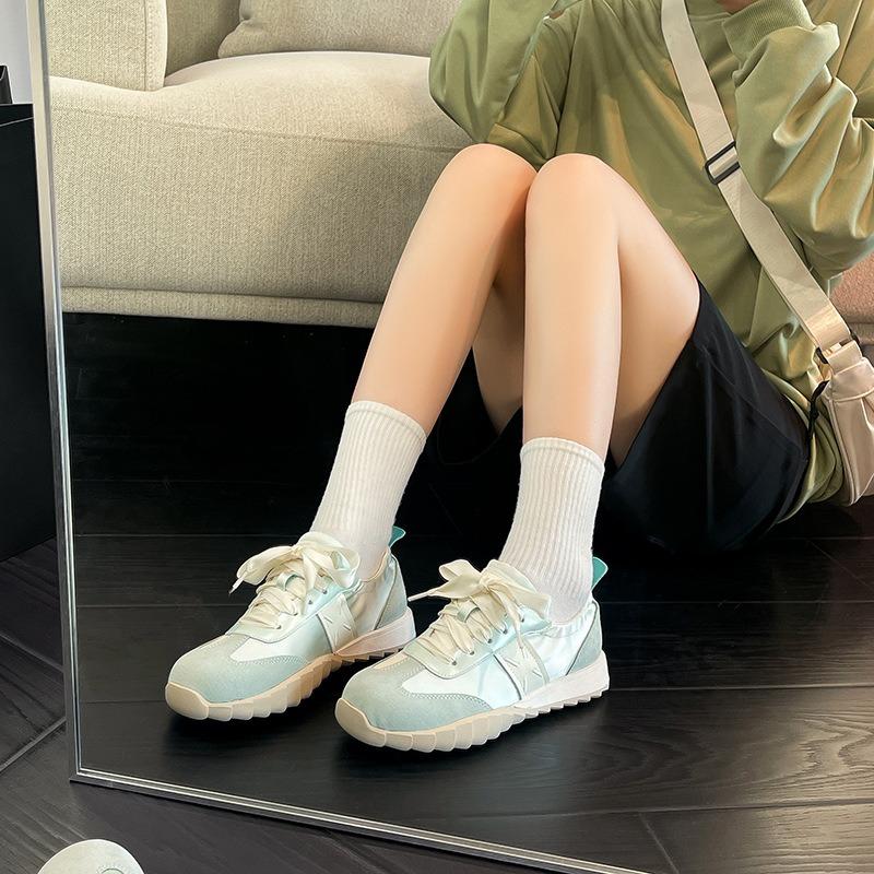 Studiolee Ballet Soft Sole Splicing Satin Versatile Sports Casual Shoes Little White Shoes