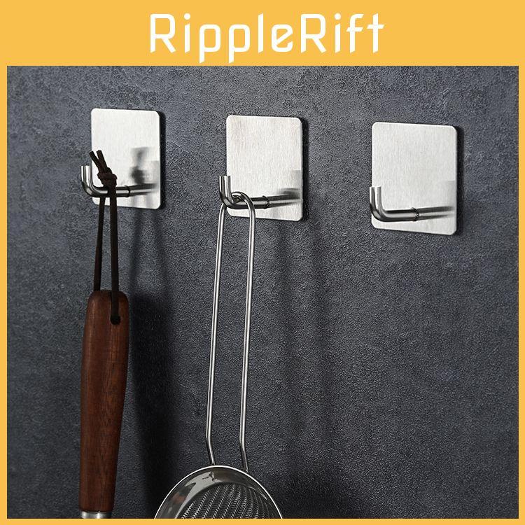 Durable Adhesive Hooks Set With Stainless Steel Finish For Wall Tool Storage