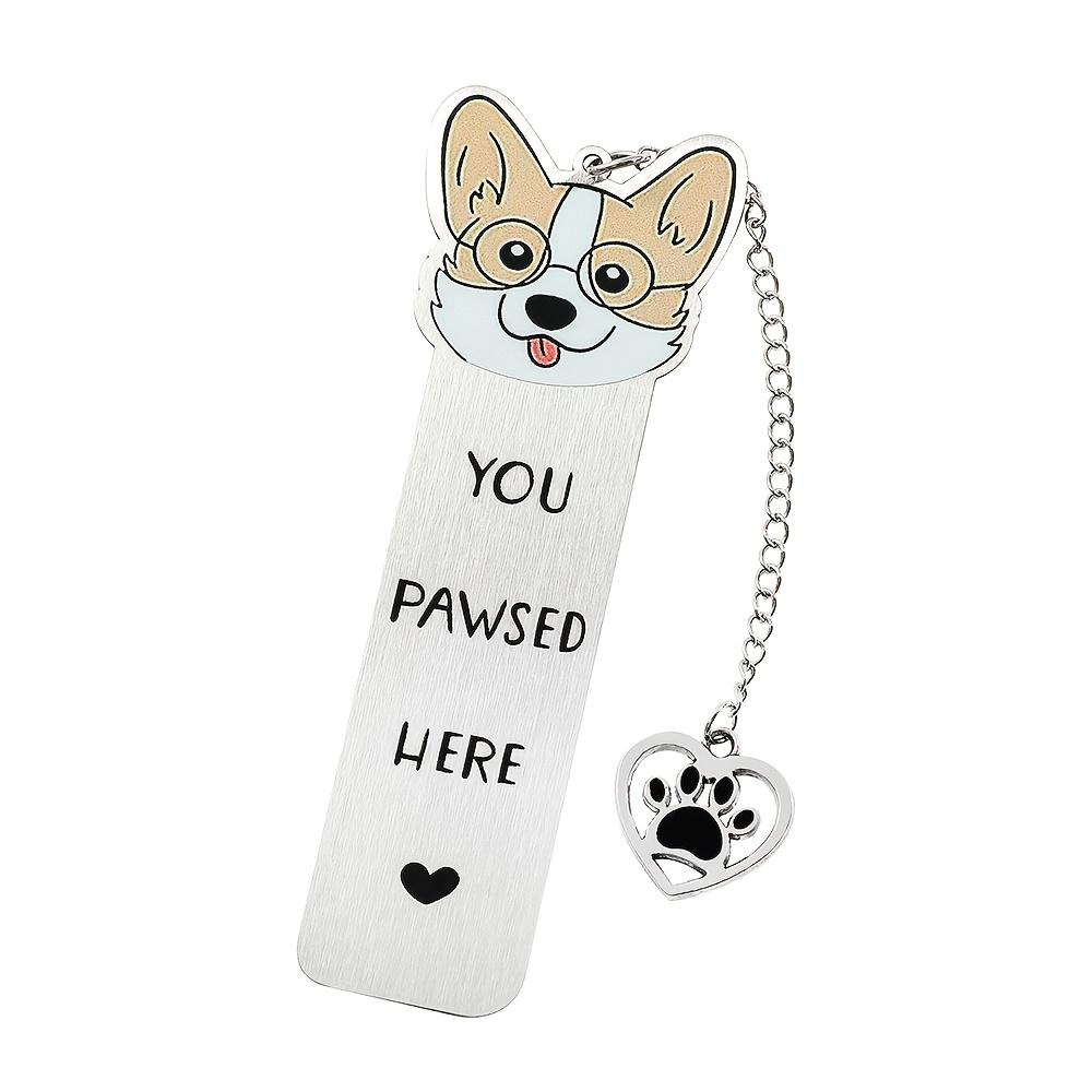 

Закладка с подвеской в виде отпечатка лапы, нержавеющая сталь, гравировка «Ты остановился здесь», идеальный подарок для любителей собак и книголюбов