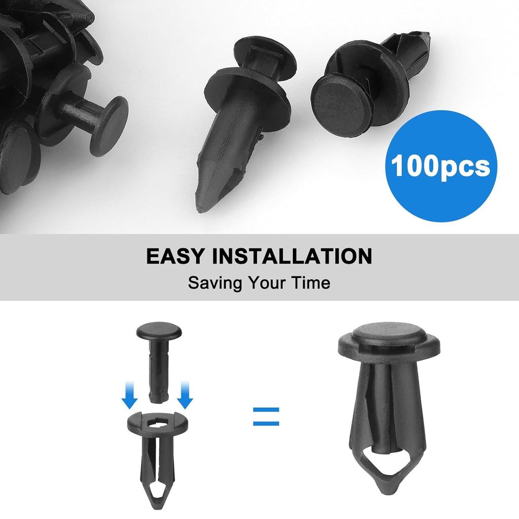 100PCS Nylon Body Fastener Rivets, Mudguard Clip Body Rivet Replacement Parts, Suitable For Multiple Models Such As ATV, UTV, Honda, Etc