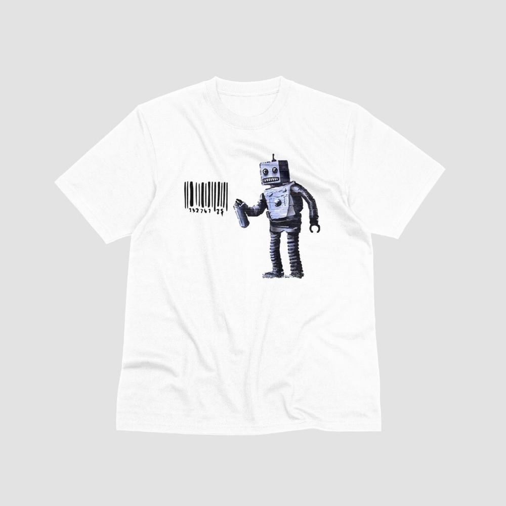 

Banksy Robot Tagging Graffiti Art Tshirt Artist Spray Paint Top L