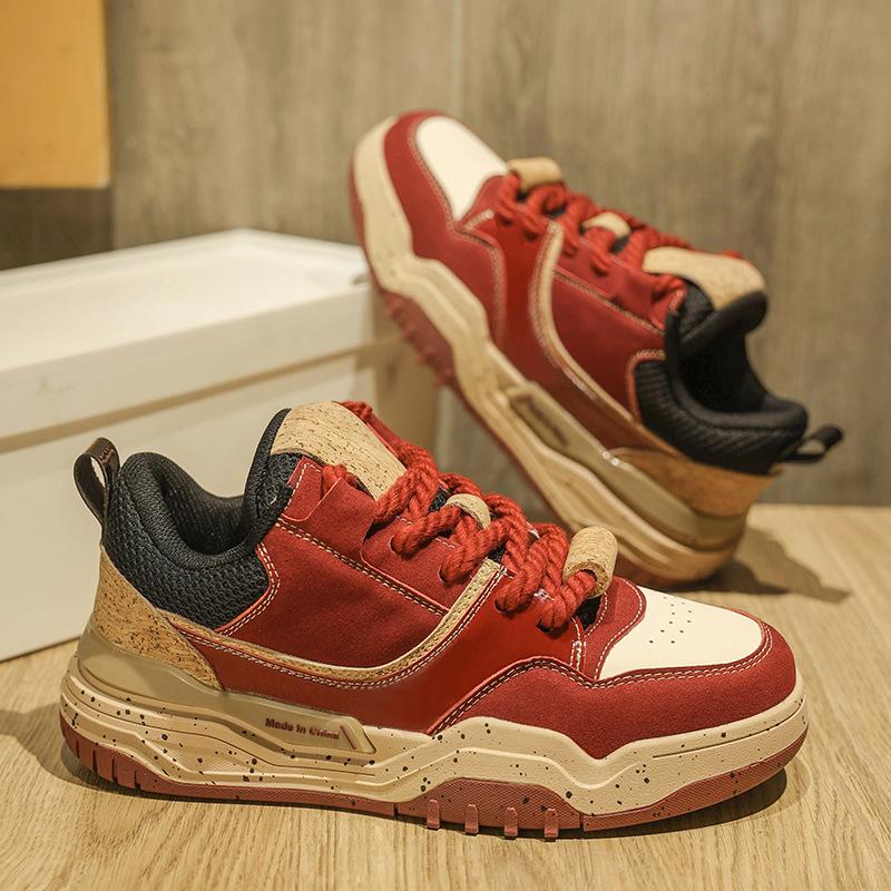 Thick-soled Casual Board Shoes for Men New Autumn Collection Low-top Sporty Lace-up Students Breathable Trendy Men's Sneakers