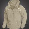 Men Fall Winter Hoodie with Pocket Drawstring Half Zipper Hooded Vintage Style Long Sleeves Solid Color Mid Length Loose Casual Daily Top