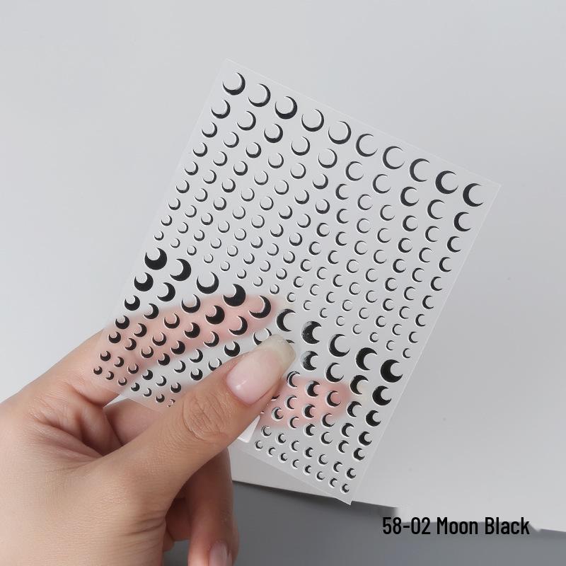 Aha Dreamy Starburst Nail Stickers - Gold, Silver, Black & White Japanese Crescent Stars