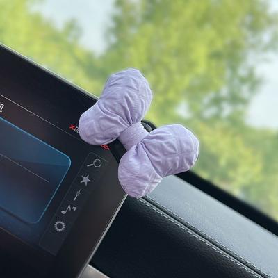 2pcs Car Hook Car Invisible Cute Bow Decoration Center Console Decoration Interior Screen Decoration Ornament