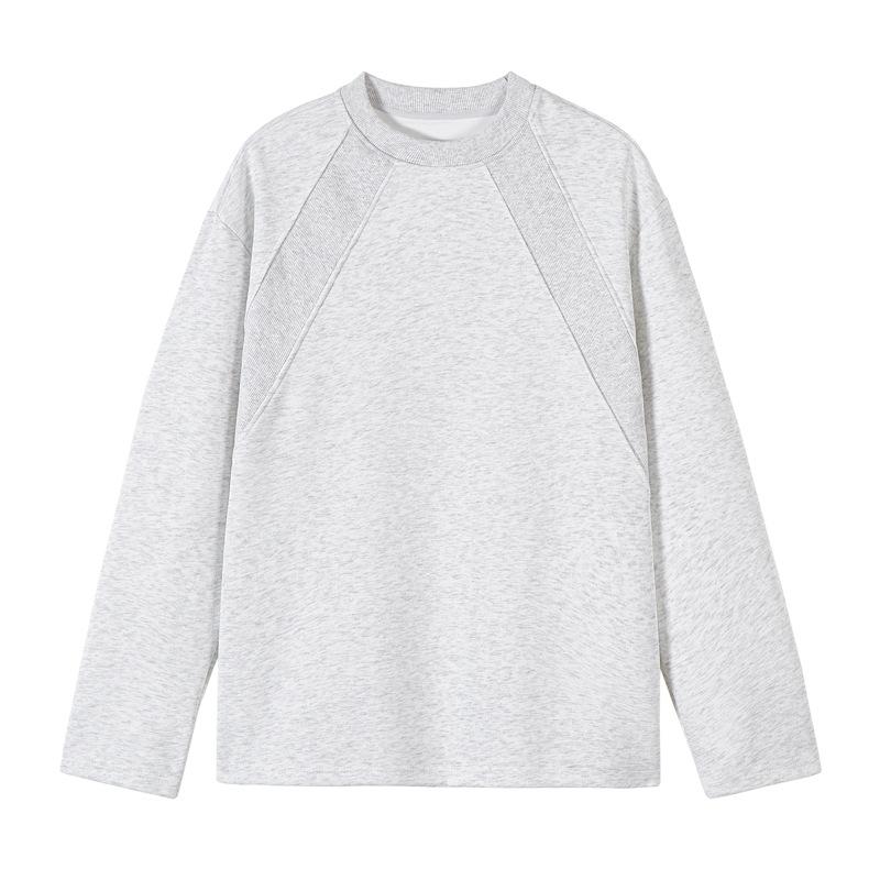 Bavlněná patchworková mikina volného střihu s dlouhým rukávem, jednobarevná, ležérní, outdoorová