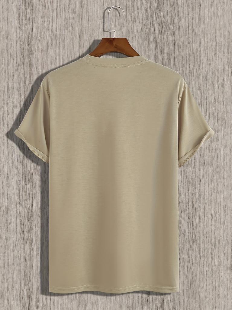 Men's Summer Casual T-Shirt with Unique Print Design - Soft Blend, Stretch Fit, Round Neck, Non-Transparent
