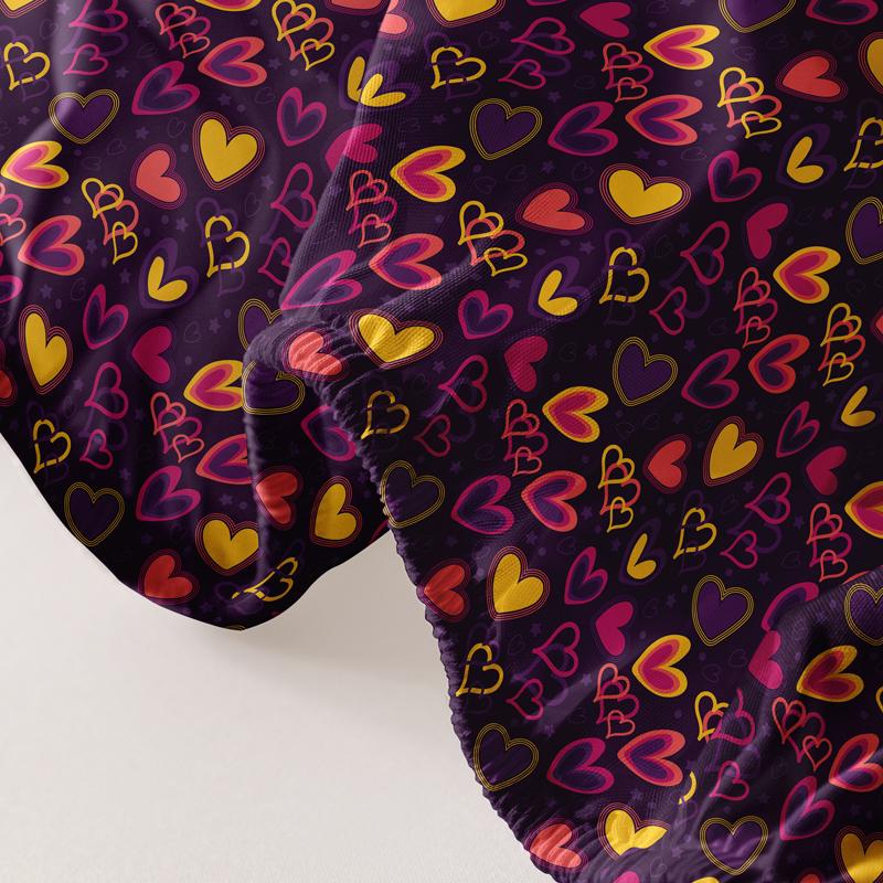 1Pc Ring Heart Cover Pattern Brushed Fitted Sheet, Bedroom Printed Bedspread, Bedding (Not Include Pillowcase)