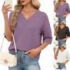 Women's 3/4 Sleeve Comfortable V-Neck Knit Crochet Shirt Top