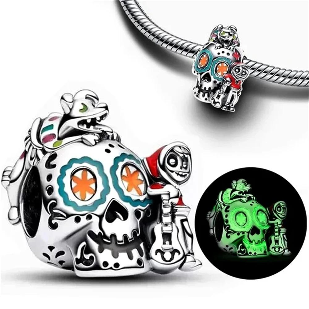 Miniso Disney Christmas Eve Silver 925 Bracelet with Poker Jack Skull Beads Charm for Women Jewelry