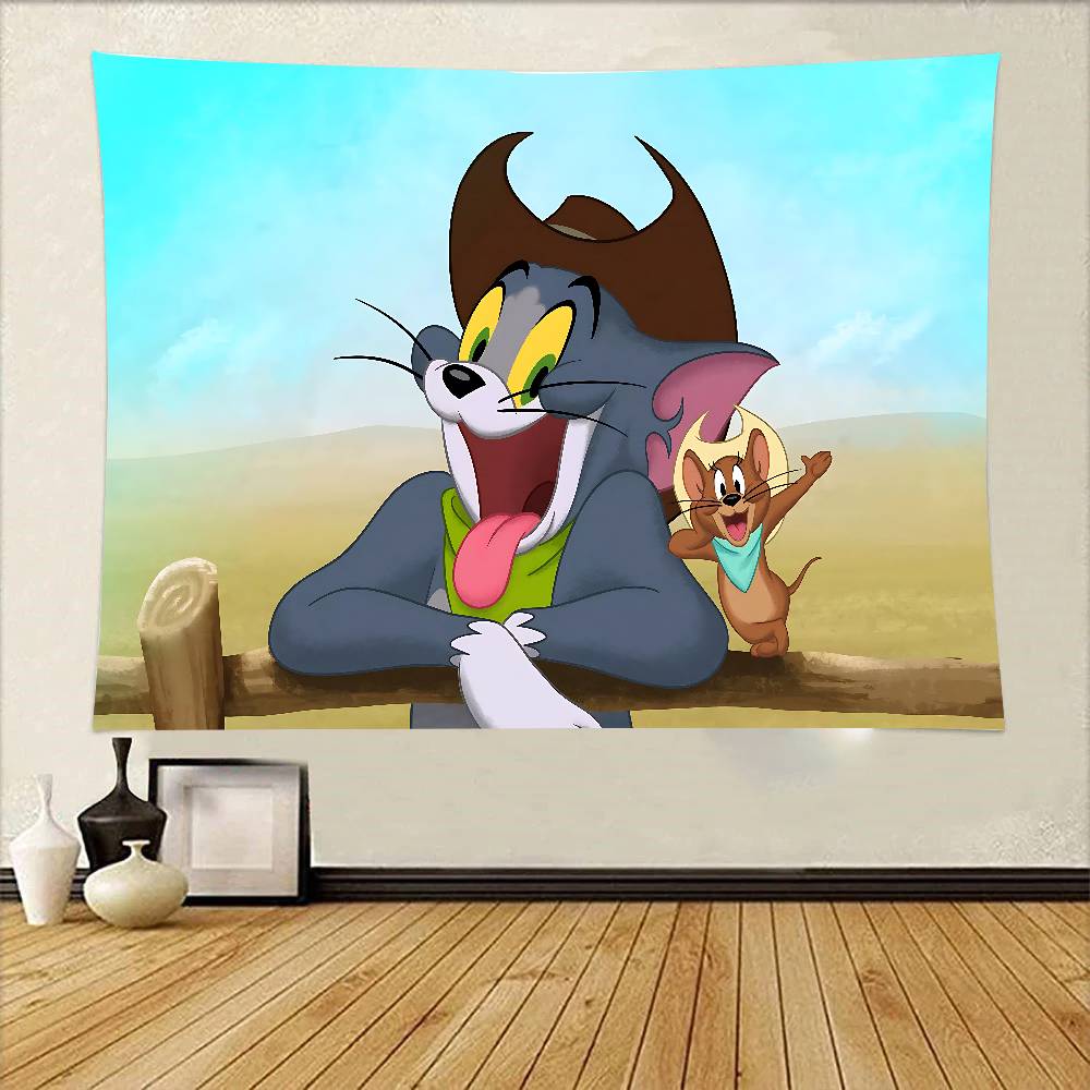 Cartoon TTom And JJerry Tapestry Wall Hanging Printed Polyester Tapestry INS Decoration Wall Decor