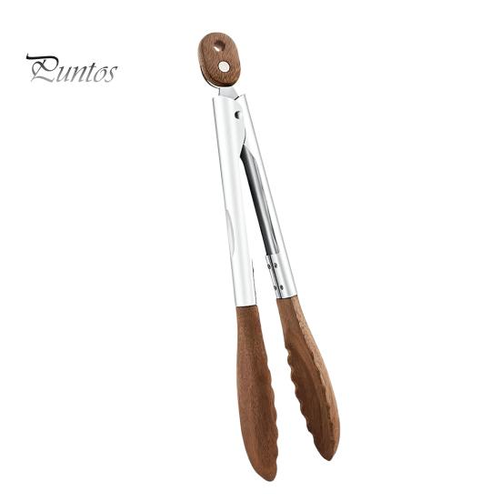 

Кухонные щипцы из орехового дерева из нержавеющей стали, зажим для еды с механизмом блокировки, термостойкие щипцы для сервировки салата, для приготовления на гриле A