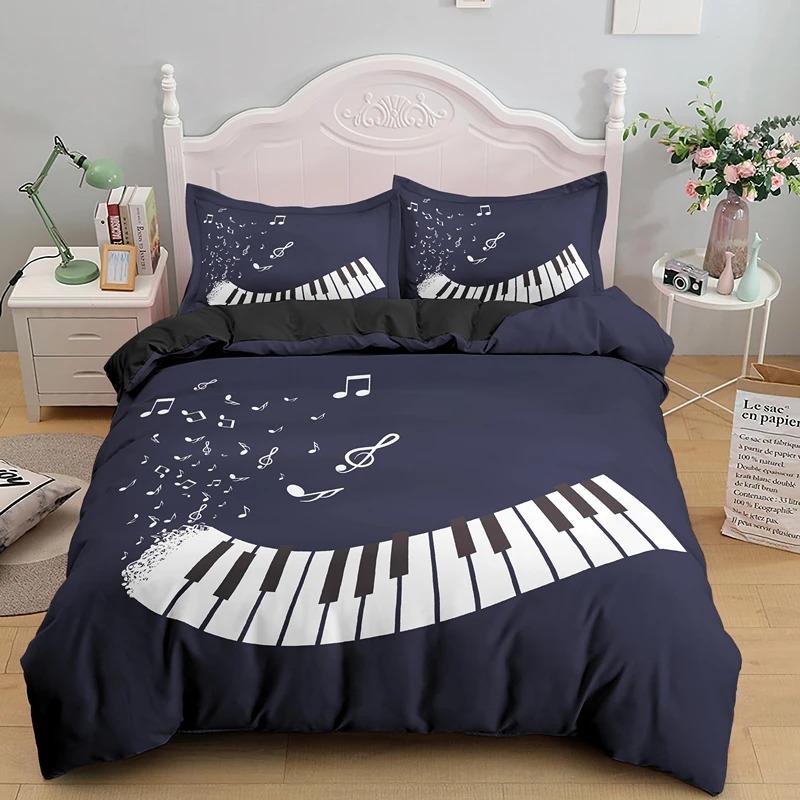 Music Notes Duvet Cover for BoysGirls Room Decor Rock Music Themed Comforter Cover Musical Pattern Bedding Set Full Queen Size