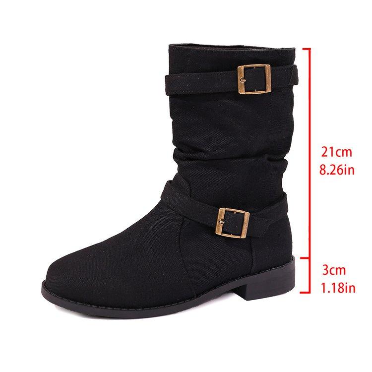 

Мода Женские Джинсовые Ботинки с Круглым Носком Турция Женские Декор Пряжками Ботильоны до Середины Икры Вечеринка Рабочая Одежда Вечерняя Обувь 36