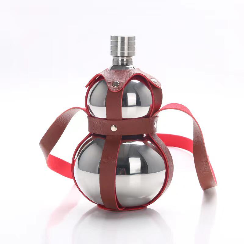 304 Stainless Steel Gourd Wine Pot with 2 Cups and Water Kettle, Available in 0.5 Jin, 1 Jin, 2 Jin, 3 Jin, and 5 Jin Sizes