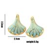 Gold Plated Ginkgo Leaf Fan Earrings, Stainless Steel Tassel Studs for Women