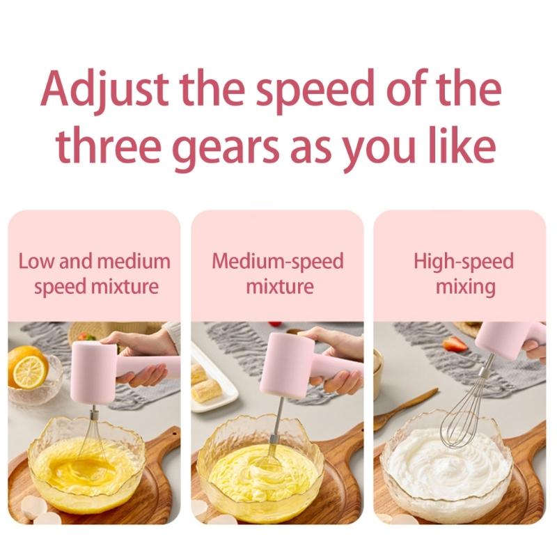 Portable Handheld Eggs Beater with Comfortable Grip Stainless Steel 3 Speed Adjustments Mixer with Detachable Whisk