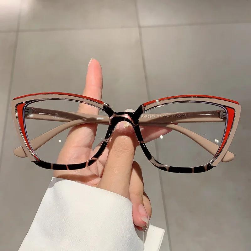 

Popular Punk Luxury Anti Blue Light Optical Cat Eye Glasses Women Vintage Brand Designer Myopia Prescription Eye Glasses Frame