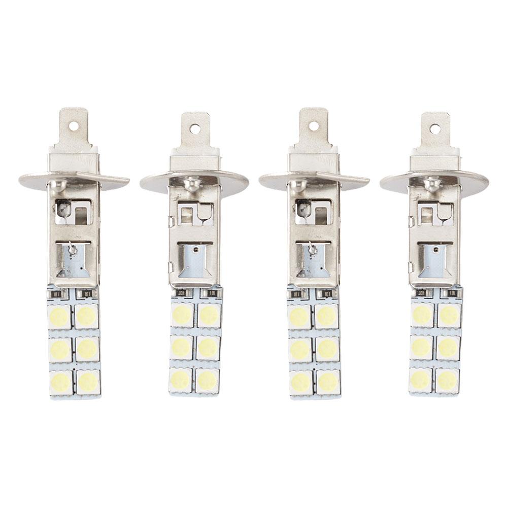 4pcs Led Headlight Bulbs Kit H1-12smd-5050 H1 6000k Fog Lamp Parts Light Good Driving Super White Replacement K6w2