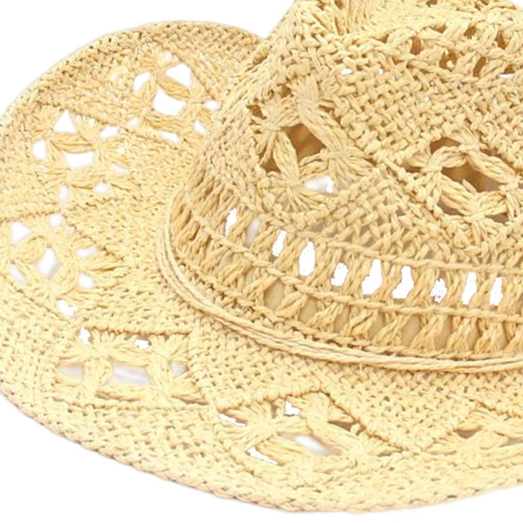 Fashion Summer Straw Cowboy Hat Handmade Weave Straw Hats, Sun Protection for Vacation Festival