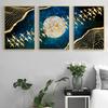 Creative Golden Birds Geometric Triple Decorative Painting Home Living Room Porch Hanging Painting Mural Frameless Painting Core
