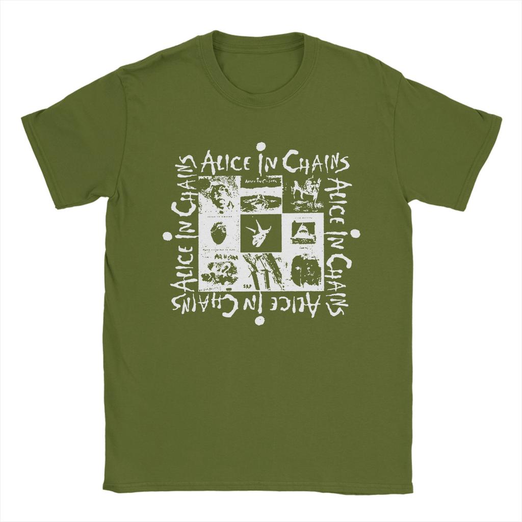 Camisetas de Rock Alice In Chains para Hombre Algodón Puro Camiseta Divertida Cuello Redondo Camisetas Manga Corta Ropa 4XL 5XL 6XL