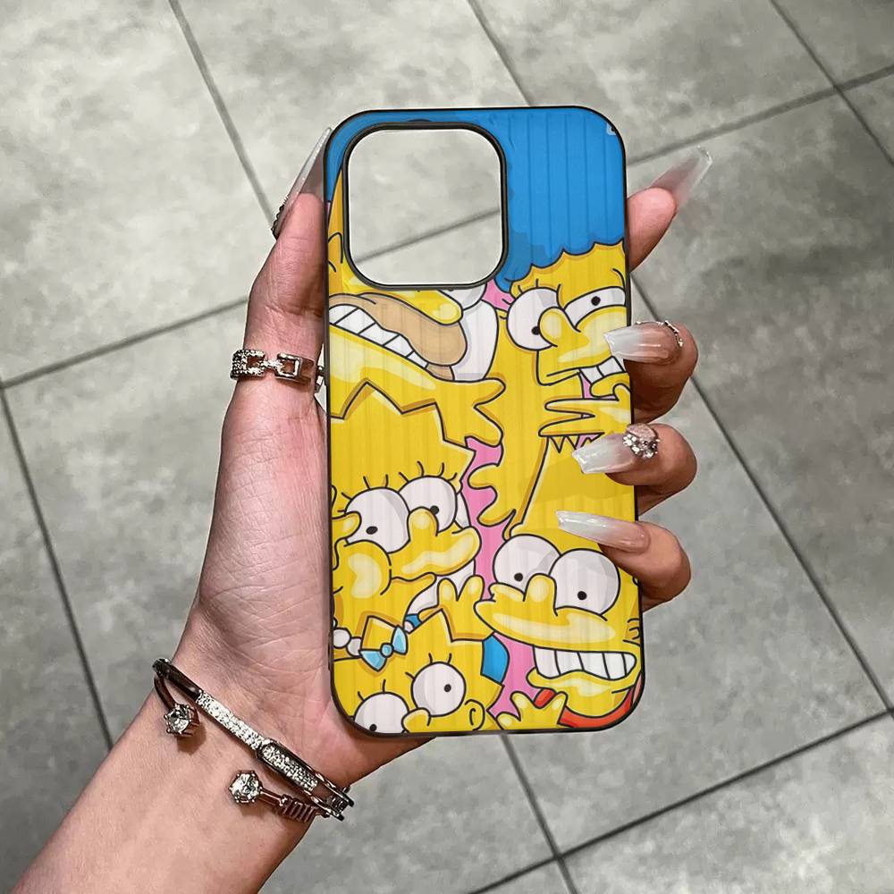 Custodia per Telefono Cartone Animato The S-Simpsons Per IPhone 11 12 13 14 15 16 17 Pro Max Plus Bordo in Silicone Ondulato