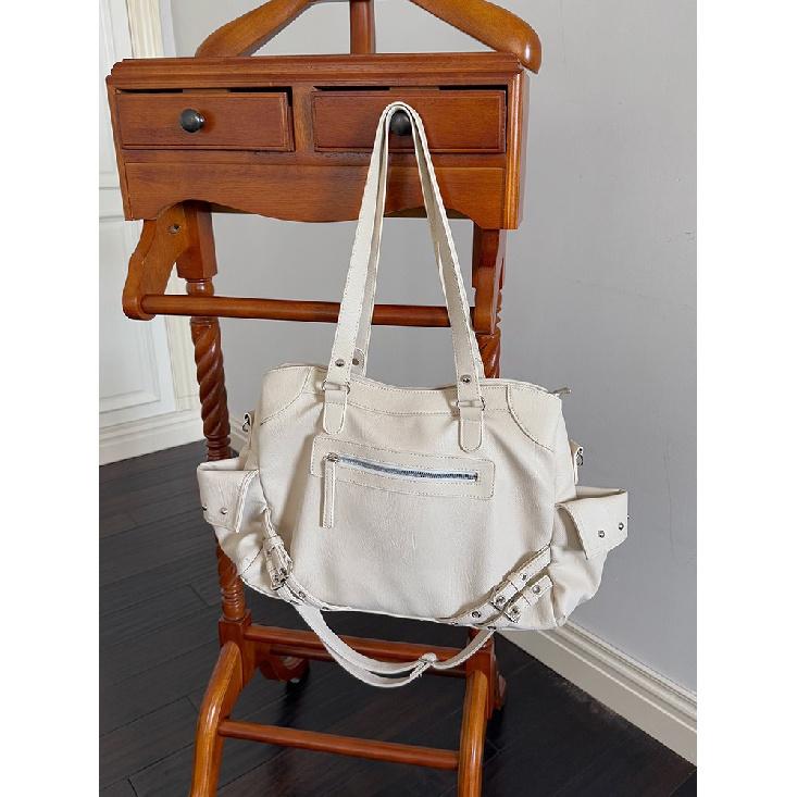 

Cross-border Retro High-end Large Capacity Bag for Women 2025 New Simple Tote Bag Versatile Shoulder Commuter Bag белый