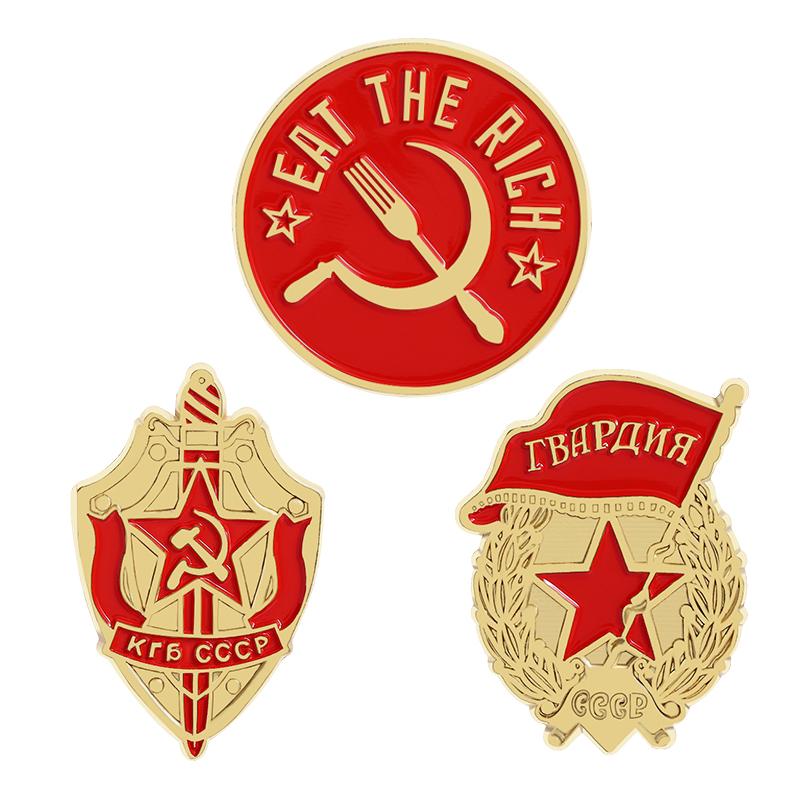 EAT THE RICH Enamel Pins Custom Group Logo Brooches Lapel Badges Clothes Russian Jewelry Gift for Kids Friends