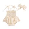 Newborn Girl Outfit, Heart Print Sleeveless Romper Dress with Hairband Summer Clothes