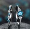 Stylish Zircon Women’s Two-Piece Ring Set with Micro-Emerald Detail