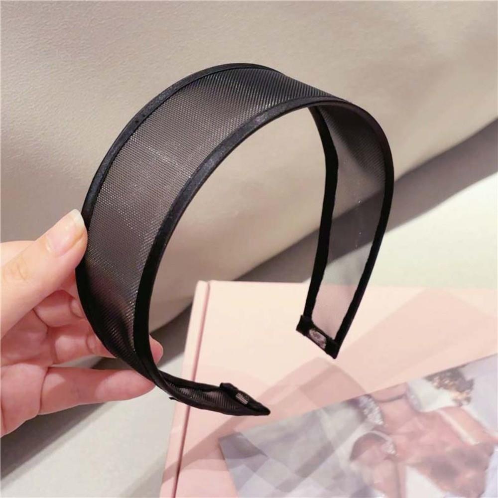 Creative Mesh Pearls Headband Headwear Black White Hairband Rhinestone Wide Hair Hoop Girls