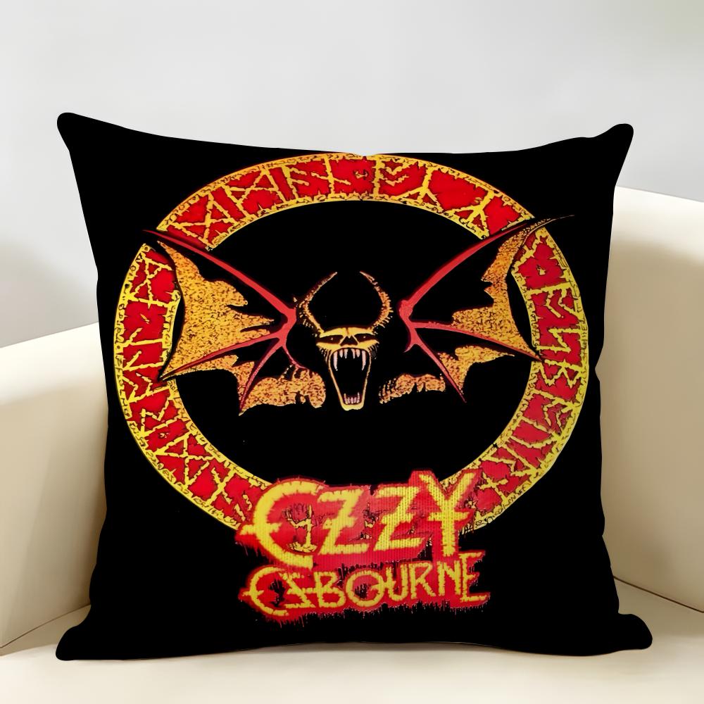 LOGO OOzzy Osbourne Cushion Cover Natural Linen Organic Fabric DoubleSided Printing Room Sofa Decor Pillow Case