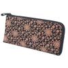 Indenya L-shaped Zipper Long Wallet, Purse A, Black Deerskin with Pink Lacquer, Clematis Pattern, 2315-51-169