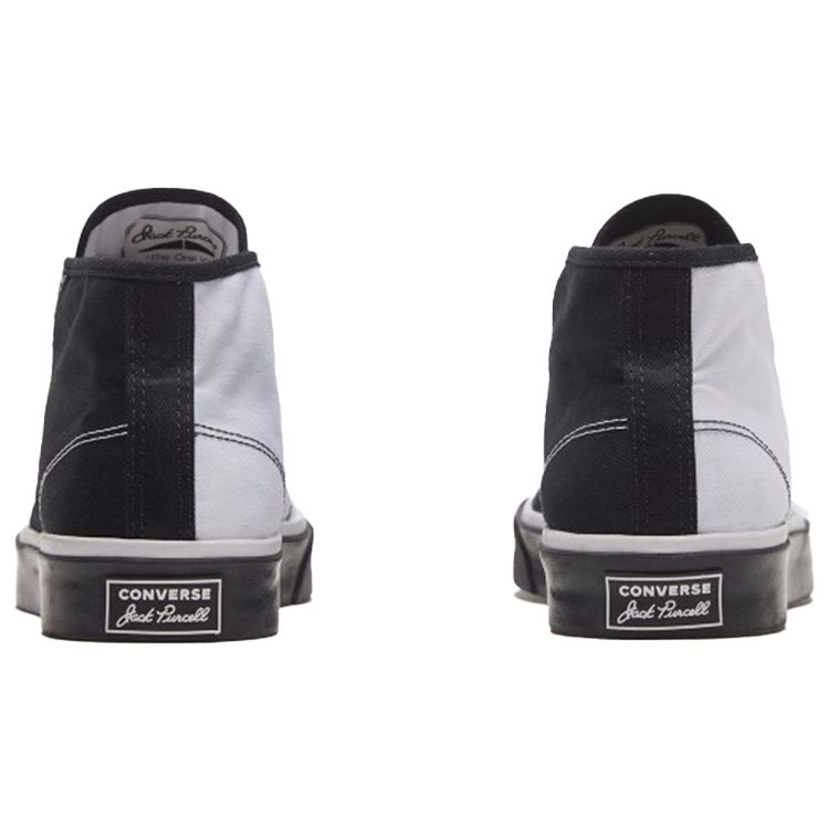 Converse Jack Purcell Round Toe Lace-Up Mid-Top Canvas Sneakers Unisex Sneakers Black White 168993C