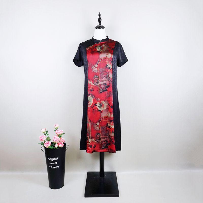 New Summer New Arrival K-style Women's Elegant Silm Silk Short Sleeve Dress Ladieswear Fashion Flattering Figure