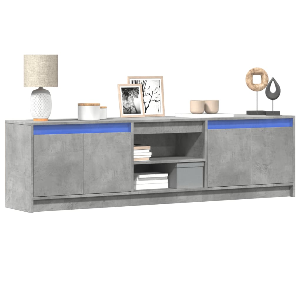 TV Cabinet with LED Lighting Concrete Grey 180 x 34 x 50 cm