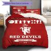 Man Utd  Pattern Bedding Quilt Set Quilt Cover Pillowcase Home Decoration Birthday Gift (1 * Duvet Cover + 2 * Pillowcase, Without Core)