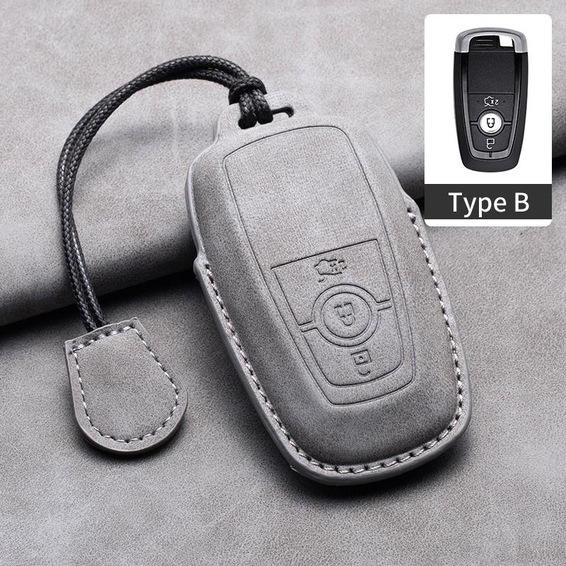 Styling Mouldings Sheepskin Car Key Cover Case for Ford Maverick Focus Edge Explorer Everest Fusion Mondeo Mustang Raptor Bronco