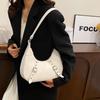 Womens Fashionforward Small Pu Crescent Bag With Unique Rivet Accents