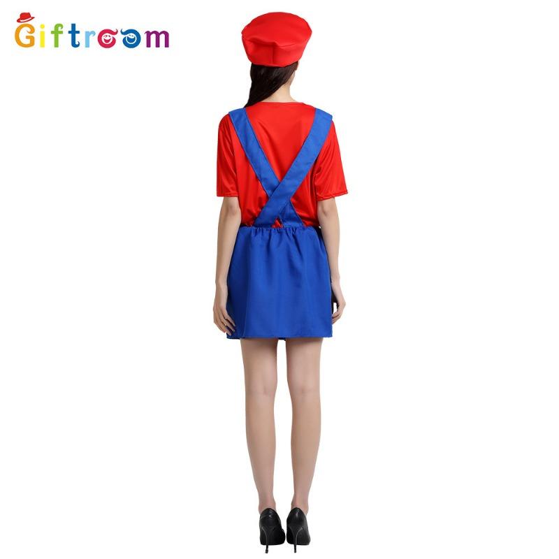 Halloween Adult Costume Masquerade Super Mary Adult Mary Dress Cartoon Game Uniform