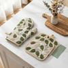 4Pcs Anti-scalding Oven Gloves Set Cotton Linen Oven Mitts and Pot Holder  Microwave