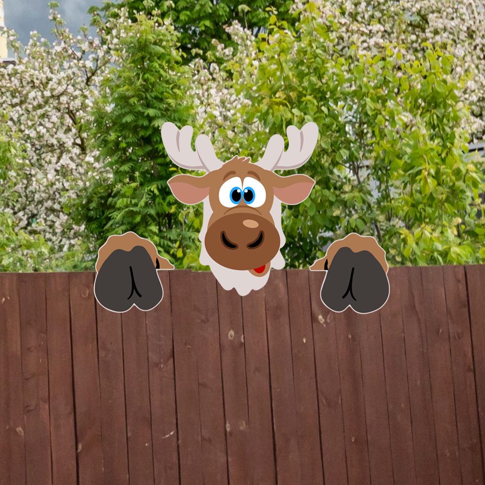 Cartoon Animal Peeking Outdoor Fence Decoration Sign