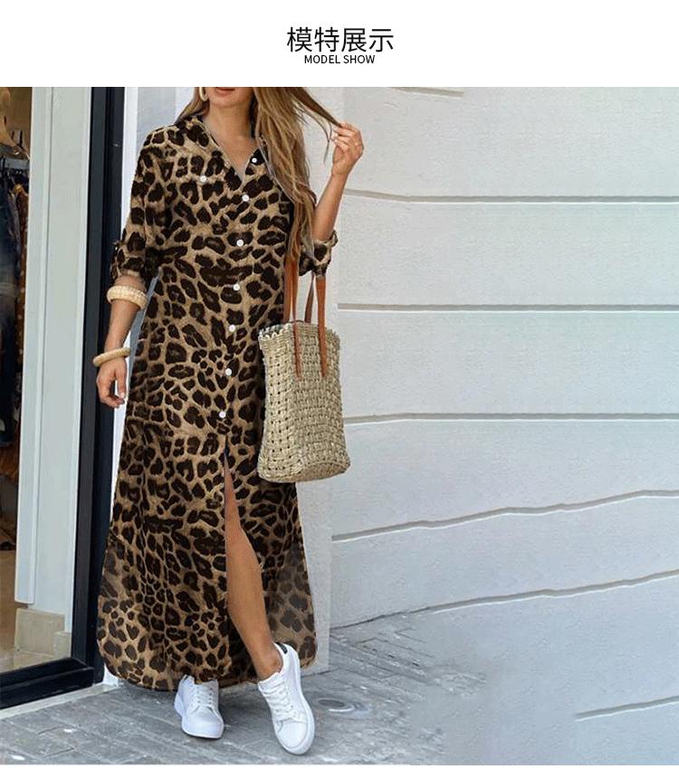 Women's Long Sleeve Shirt Dress V Neck Loose Fit Asymmetric Printed Casual Maxi Dress